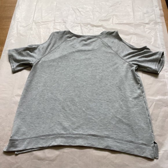 Cato Active Womens Gray Sweatshirt Cold Shoulder Top California Size Large - Picture 9 of 9